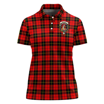 Wallace Hunting Red Tartan Polo Shirt with Family Crest For Women