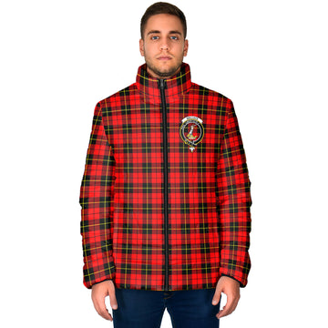 Wallace Hunting Red Tartan Padded Jacket with Family Crest