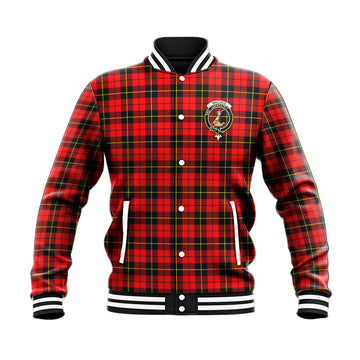 Wallace Hunting Red Tartan Baseball Jacket with Family Crest