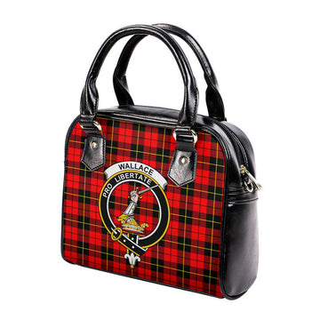 Wallace Hunting Red Tartan Shoulder Handbags with Family Crest