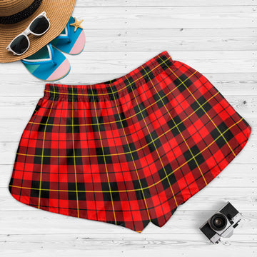 Wallace Hunting Red Tartan Womens Shorts with Family Crest