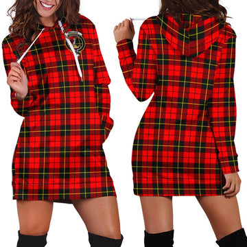 Wallace Hunting Red Tartan Hoodie Dress with Family Crest