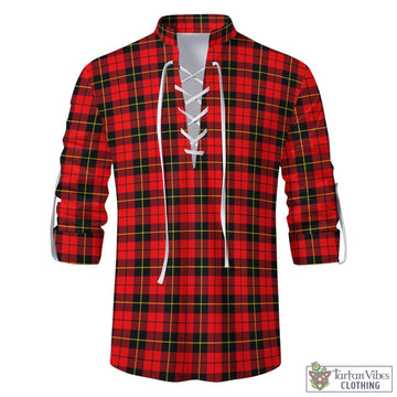 Wallace Hunting Red Tartan Men's Scottish Traditional Jacobite Ghillie Kilt Shirt