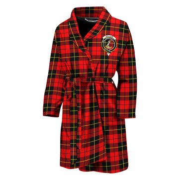 Wallace Hunting Red Tartan Bathrobe with Family Crest