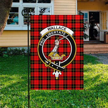 Wallace Hunting Red Tartan Flag with Family Crest