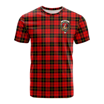 Wallace Hunting Red Tartan T-Shirt with Family Crest