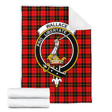 Wallace Hunting Red Tartan Blanket with Family Crest