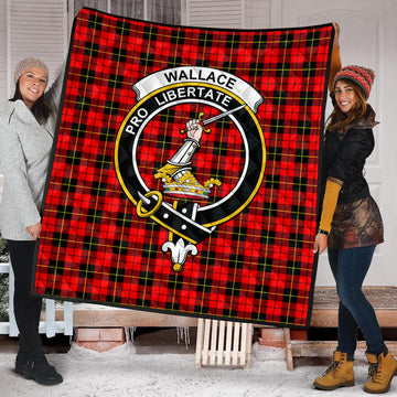 Wallace Hunting Red Tartan Quilt with Family Crest