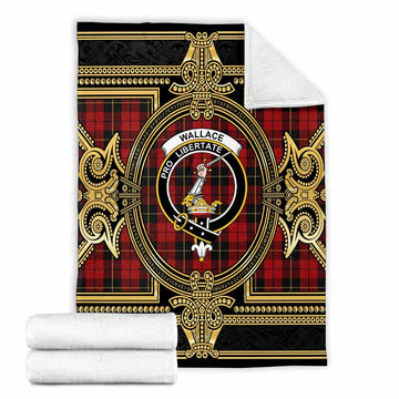 Wallace Scottish Tartan Crest Blanket Royal Stylized