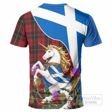 Wallace Scottish Tartan Crest Unicorn Heritage T-Shirt - Tartan Vibes Clothing