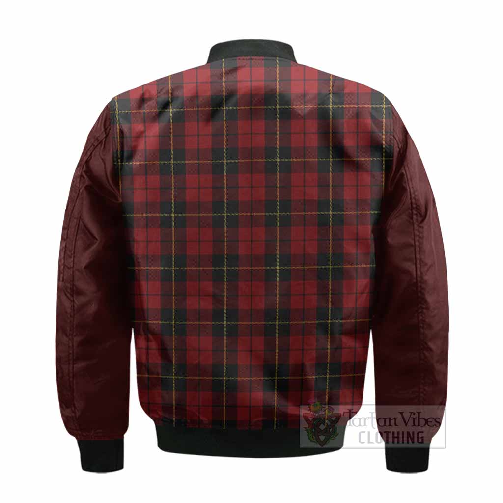 Wallace Tartan Accent Bomber Jacket with Family Crest