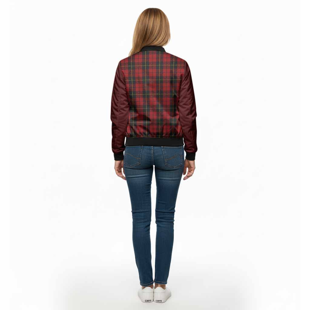 Wallace Tartan Accent Bomber Jacket with Family Crest