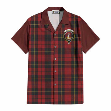 Wallace Tartan Accent Cotton Hawaiian Shirt with Family Crest