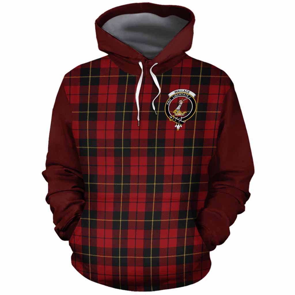 Wallace Tartan Accent Cotton Hoodie with Family Crest