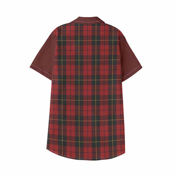 Wallace Tartan Accent Kid Hawaiian Shirt with Family Crest