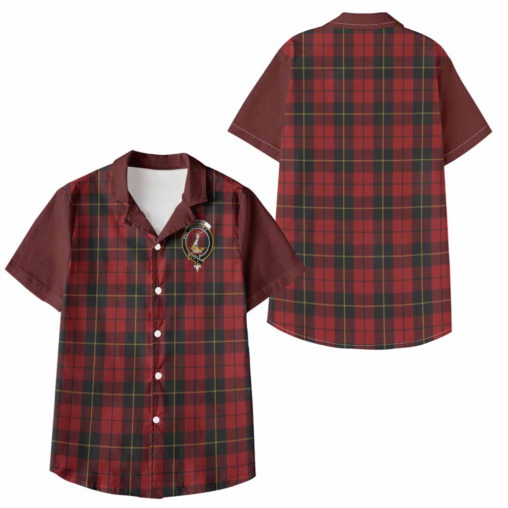 Wallace Tartan Accent Kid Hawaiian Shirt with Family Crest