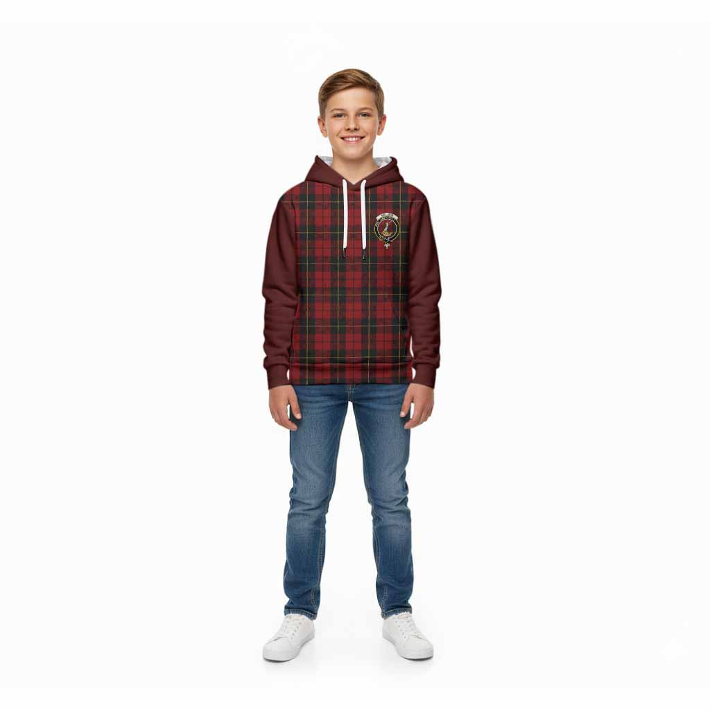 Wallace Tartan Accent Kid Hoodie with Family Crest