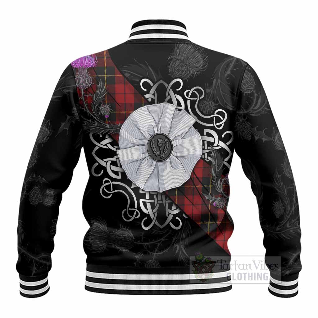 Wallace Tartan Baseball Jacket Jacobite White Rose - Tartan Vibes Clothing