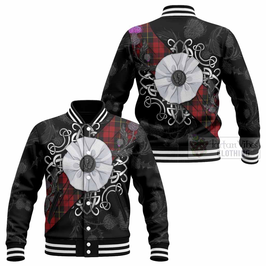 Wallace Tartan Baseball Jacket Jacobite White Rose - Tartan Vibes Clothing