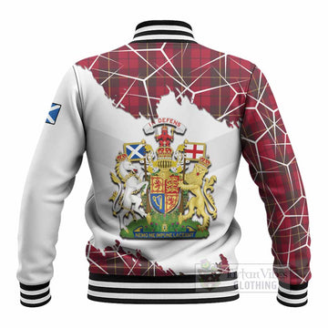 Wallace Tartan Baseball Jacket with Family Crest and Lion Rampant Grunge Style