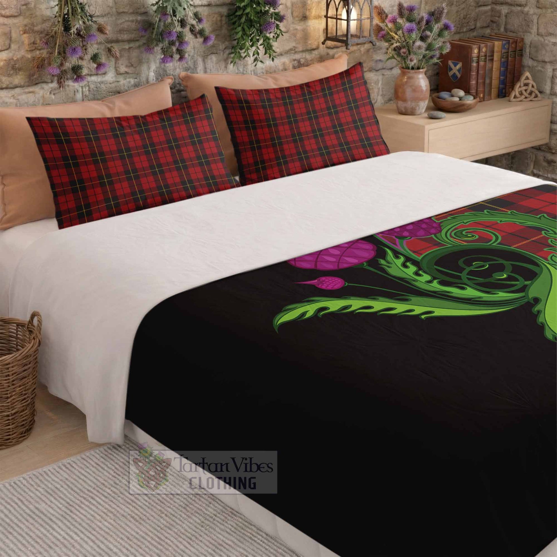 Wallace Tartan Bedding Set Traditional Scottish Thistle - Tartan Vibes Clothing