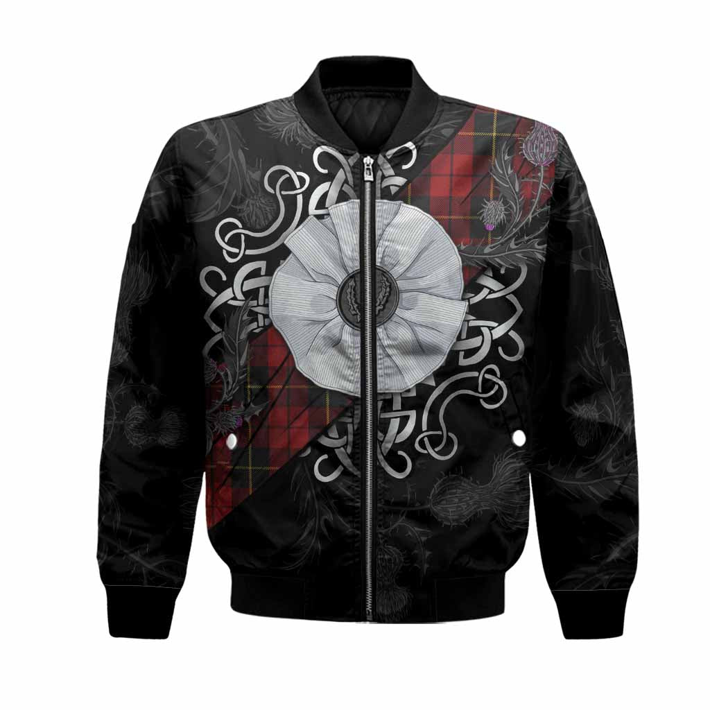 Wallace Tartan Bomber Jacket Jacobite White Rose Unisex Black - Tartan Vibes Clothing