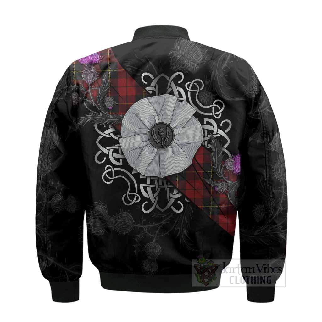 Wallace Tartan Bomber Jacket Jacobite White Rose - Tartan Vibes Clothing