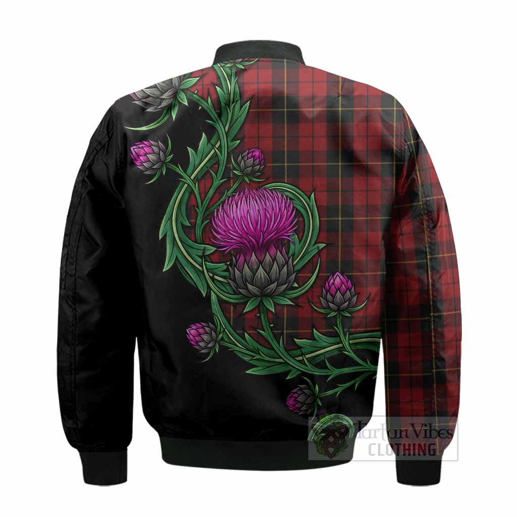 Wallace Tartan Bomber Jacket Resilient Scottish Thistle - Tartan Vibes Clothing