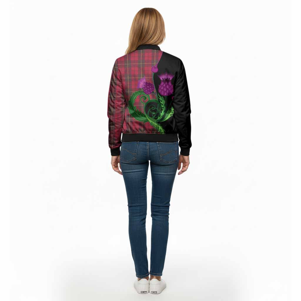 Wallace Tartan Bomber Jacket Traditional Scottish Thistle