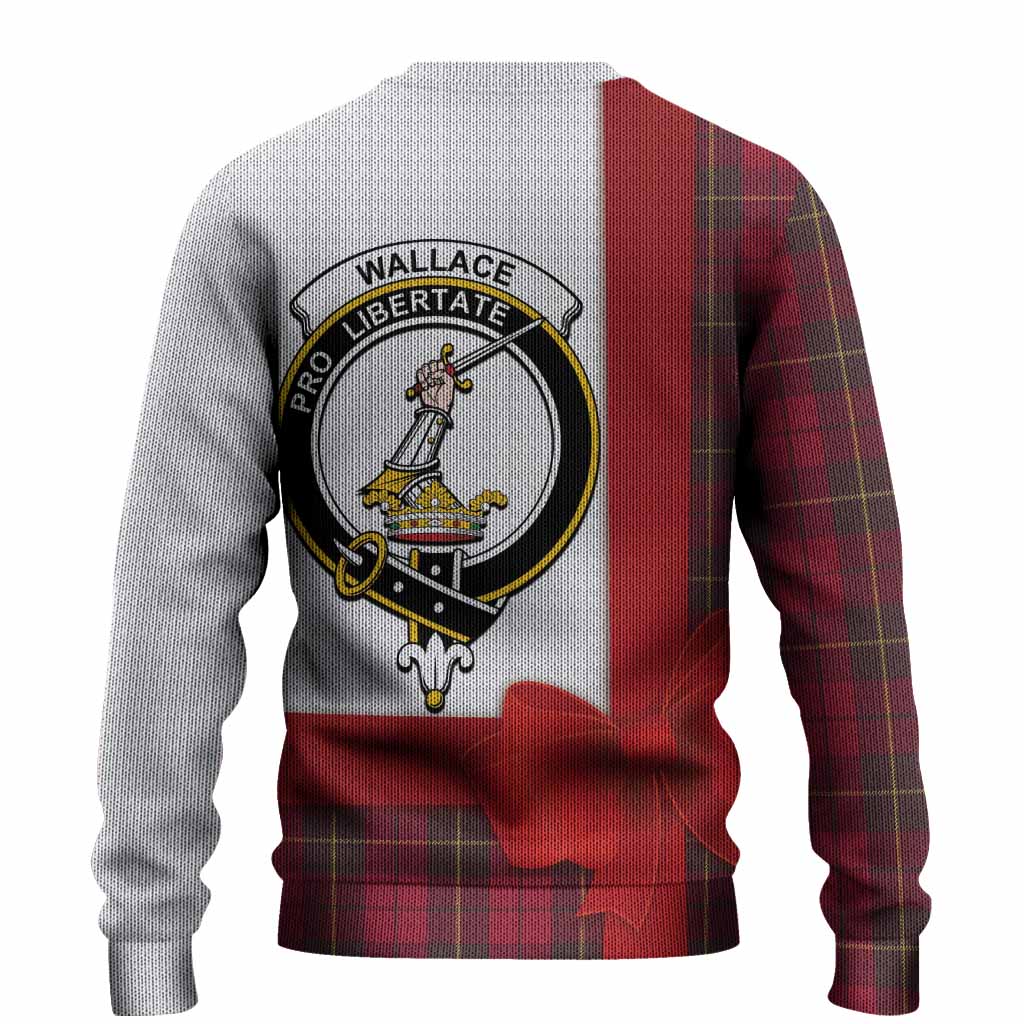 Wallace Tartan Crest Christmas Christmas Ugly Sweater Highland Cow Bagpipes Coquette Bow Style