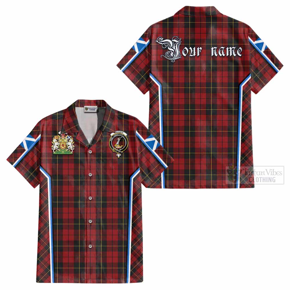 Wallace Tartan Crest Cotton Hawaiian Shirt Scotland Coat of Arm Flag Style - Tartan Vibes Clothing