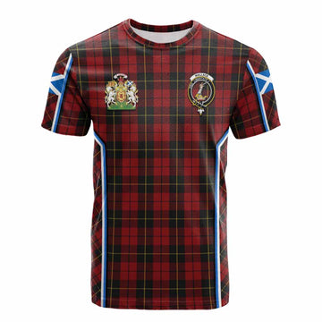 Wallace Tartan Crest Cotton T-shirt Scotland Coat of Arm Flag Style - Tartan Vibes Clothing