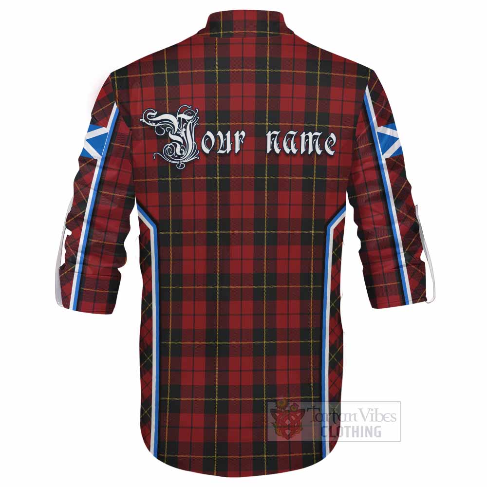 Wallace Tartan Crest Ghillie Kilt Shirt Scotland Coat of Arm Flag Style - Tartan Vibes Clothing