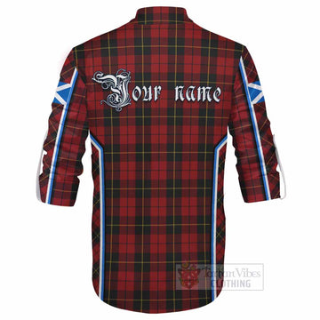 Wallace Tartan Crest Ghillie Kilt Shirt Scotland Coat of Arm Flag Style