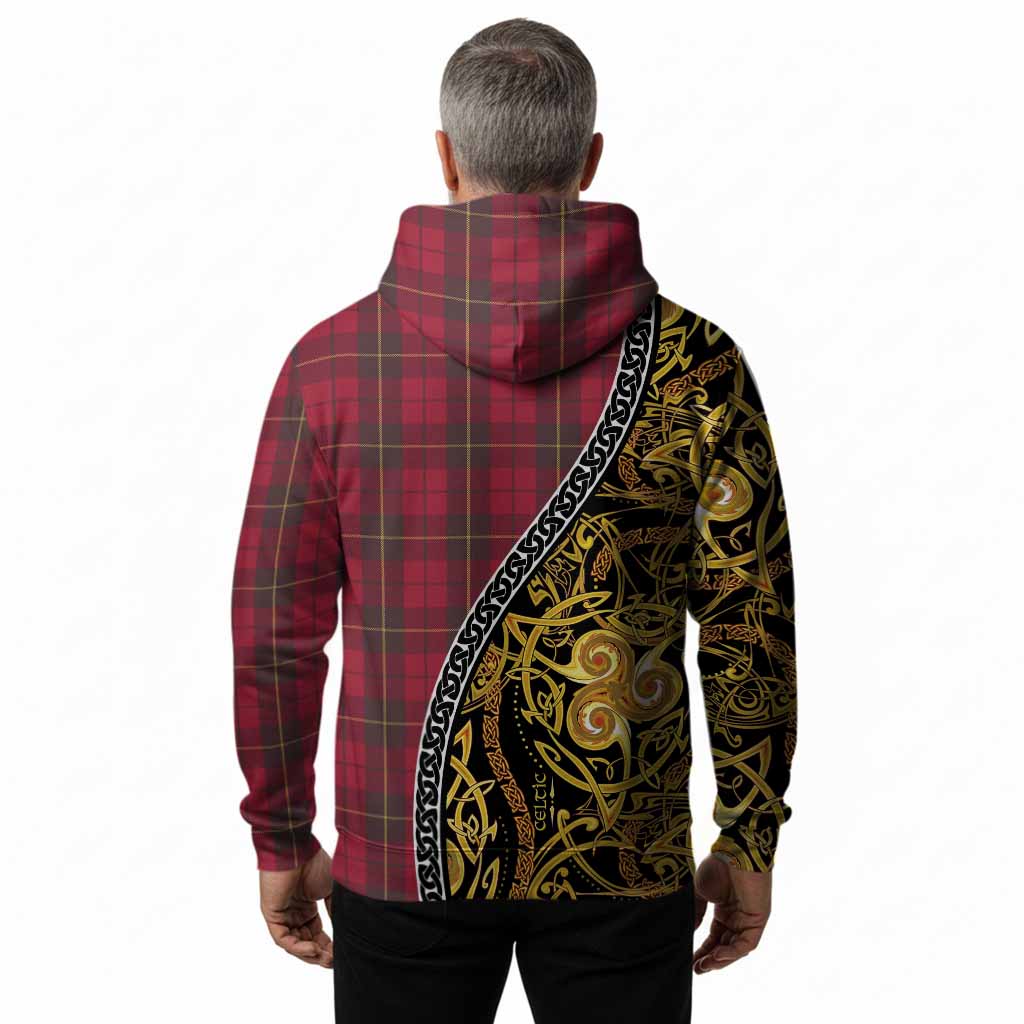Wallace Tartan Crest Hoodie Celtic Knot and Triple Trickle Spiral Symbols