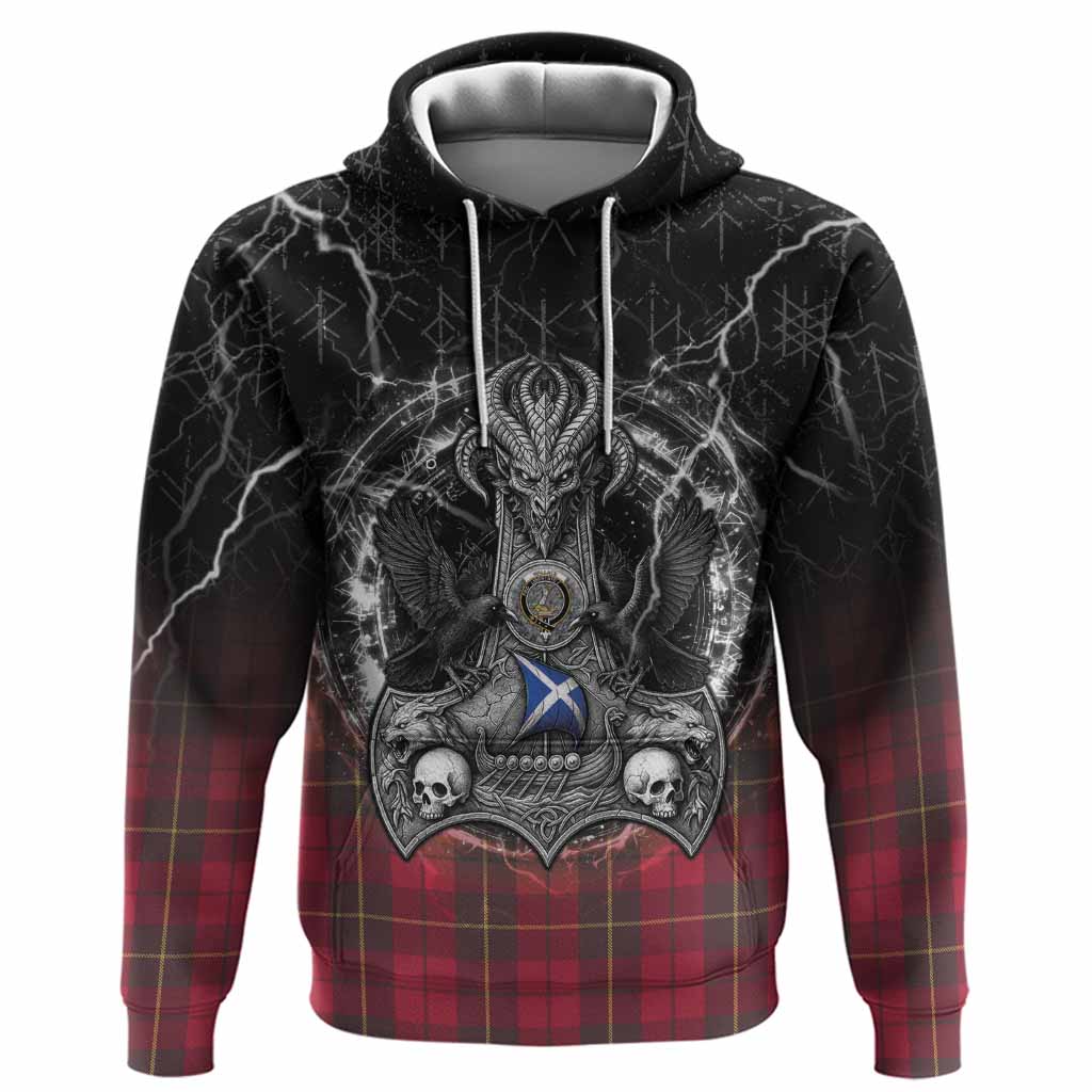 Wallace Tartan Crest Hoodie Celtic Odin's Raven Legacy