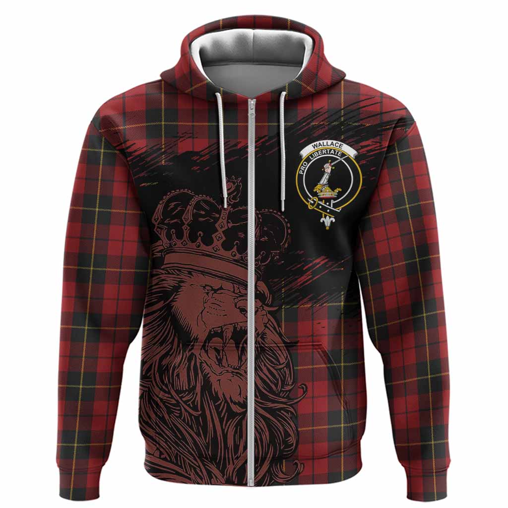 Wallace Tartan Crest Hoodie Crowned Lion Heritage Style