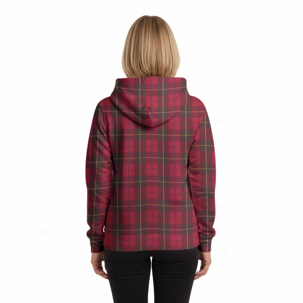 Wallace Tartan Crest Hoodie Ferocious Lion Style