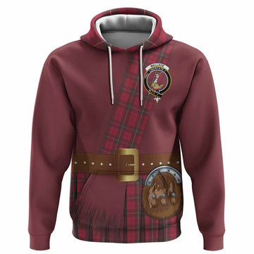 Wallace Tartan Crest Hoodie Kilt Costume Style