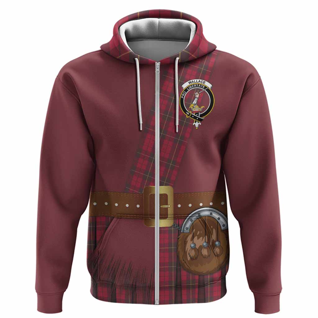 Wallace Tartan Crest Hoodie Kilt Costume Style