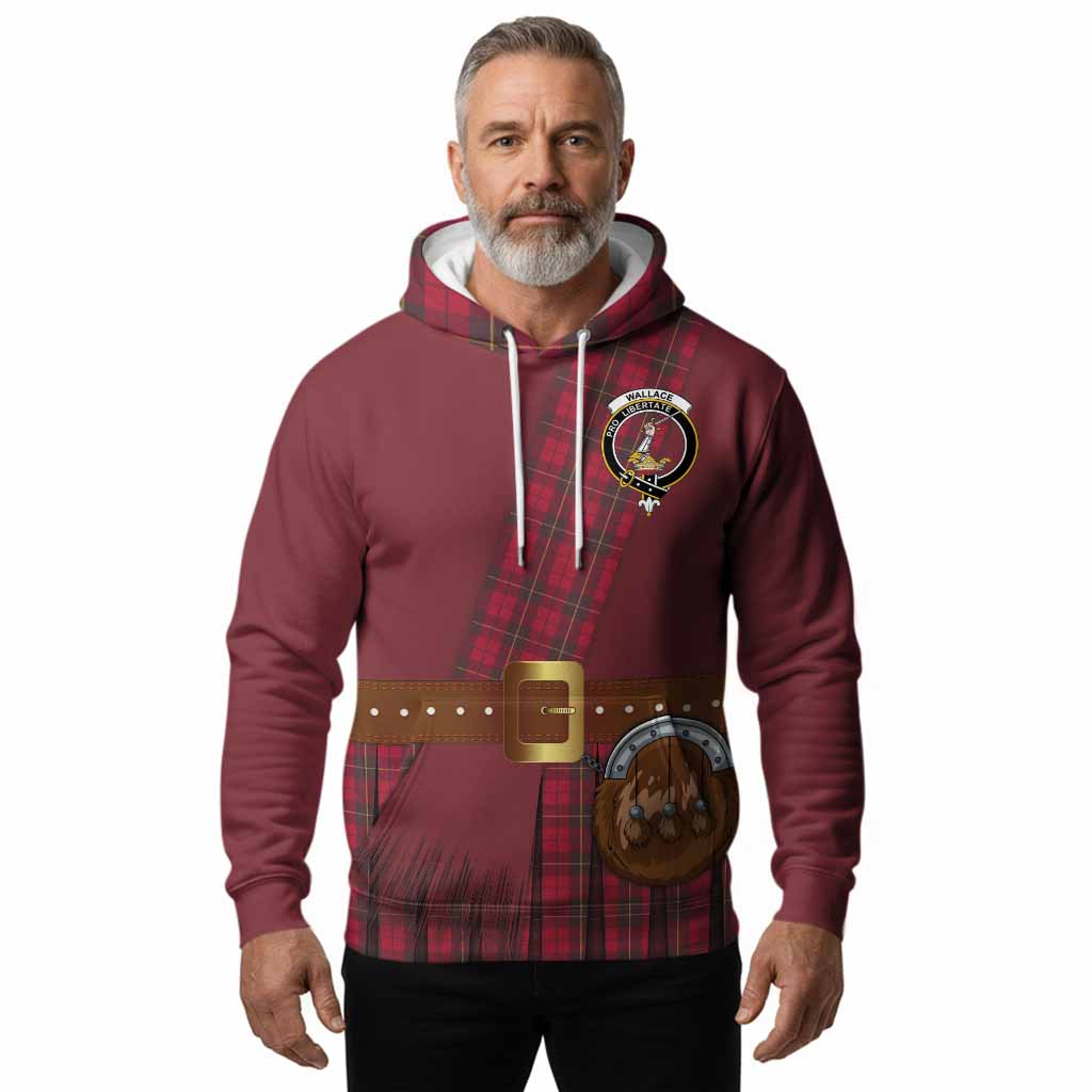 Wallace Tartan Crest Hoodie Kilt Costume Style