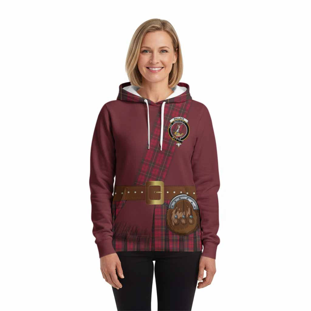 Wallace Tartan Crest Hoodie Kilt Costume Style