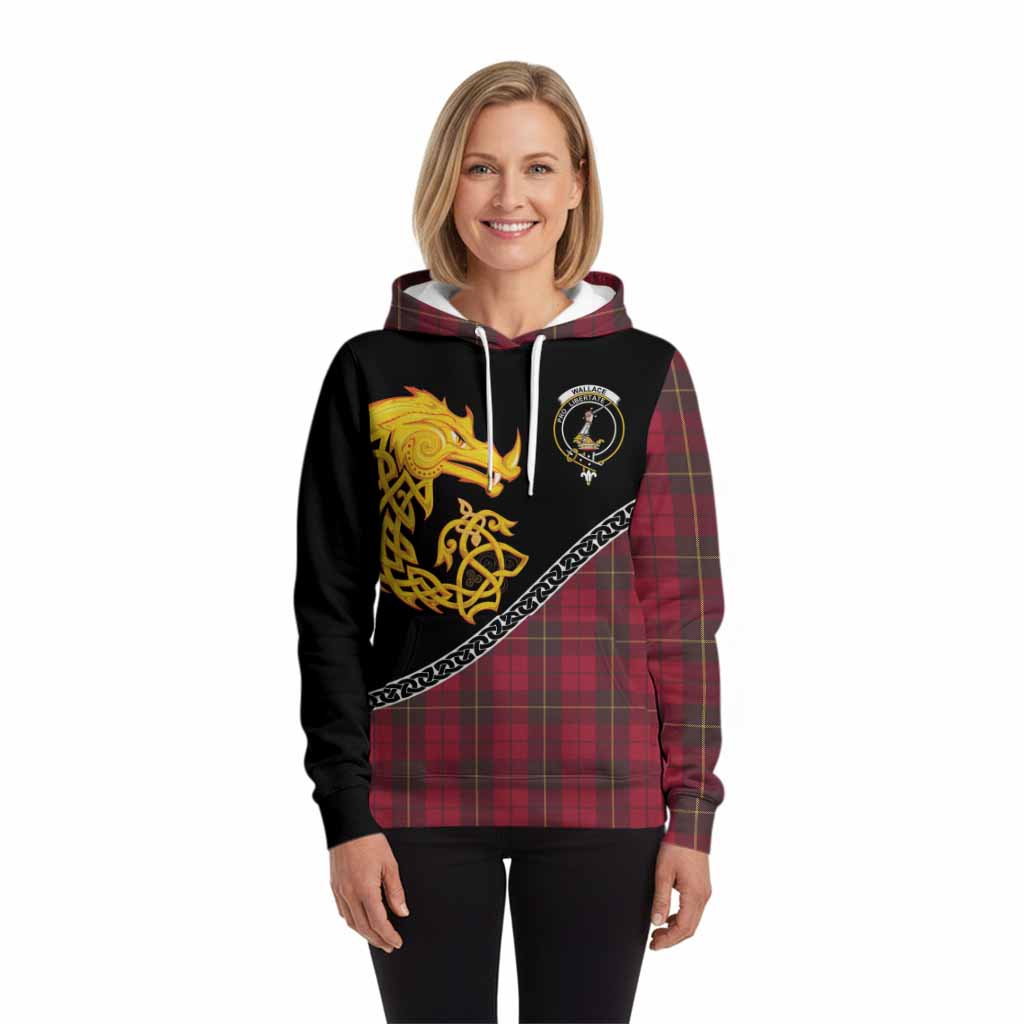 Wallace Tartan Crest Hoodie Legendary Dragon Knot Half Style