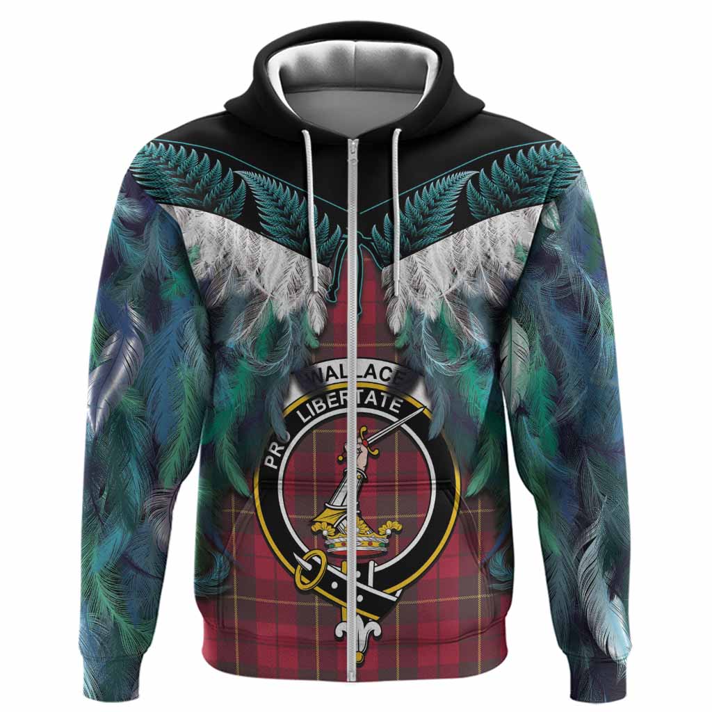 Wallace Tartan Crest Hoodie New Zealand Maori Korowai Cloak