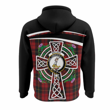 Wallace Tartan Crest Hoodie Scottish Thistle Celtic Cross Alba Gu Brath