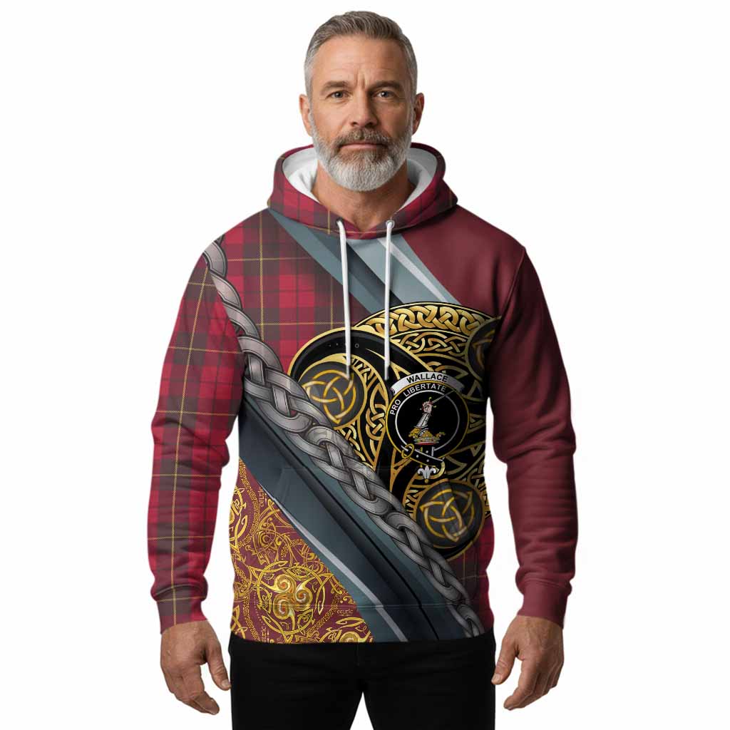Wallace Tartan Crest Hoodie Scottish Triskele Celtic