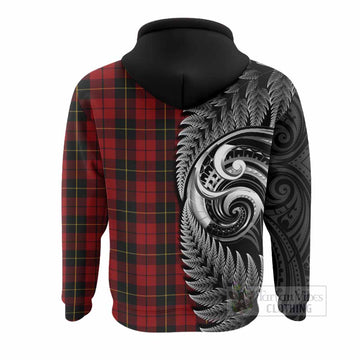 Wallace Tartan Crest Hoodie With New Zealand Silver Fern Maori Koru