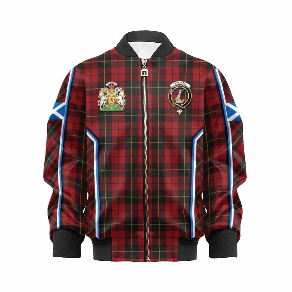 Wallace Tartan Crest Kid Bomber Jacket Scotland Coat of Arm Flag Style - Tartan Vibes Clothing