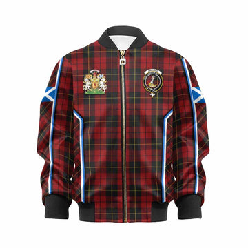 Wallace Tartan Crest Kid Bomber Jacket Scotland Coat of Arm Flag Style - Tartan Vibes Clothing