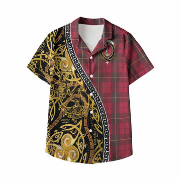 Wallace Tartan Crest Kid Hawaiian Shirt Celtic Knot and Triple Trickle Spiral Symbols